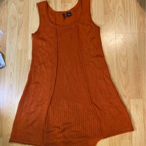 Sleeveless Knit Tank Dress - Rust Orange